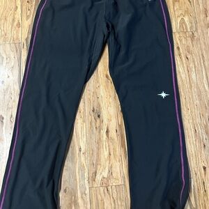 Women's Black Track Pants with Purple Trim